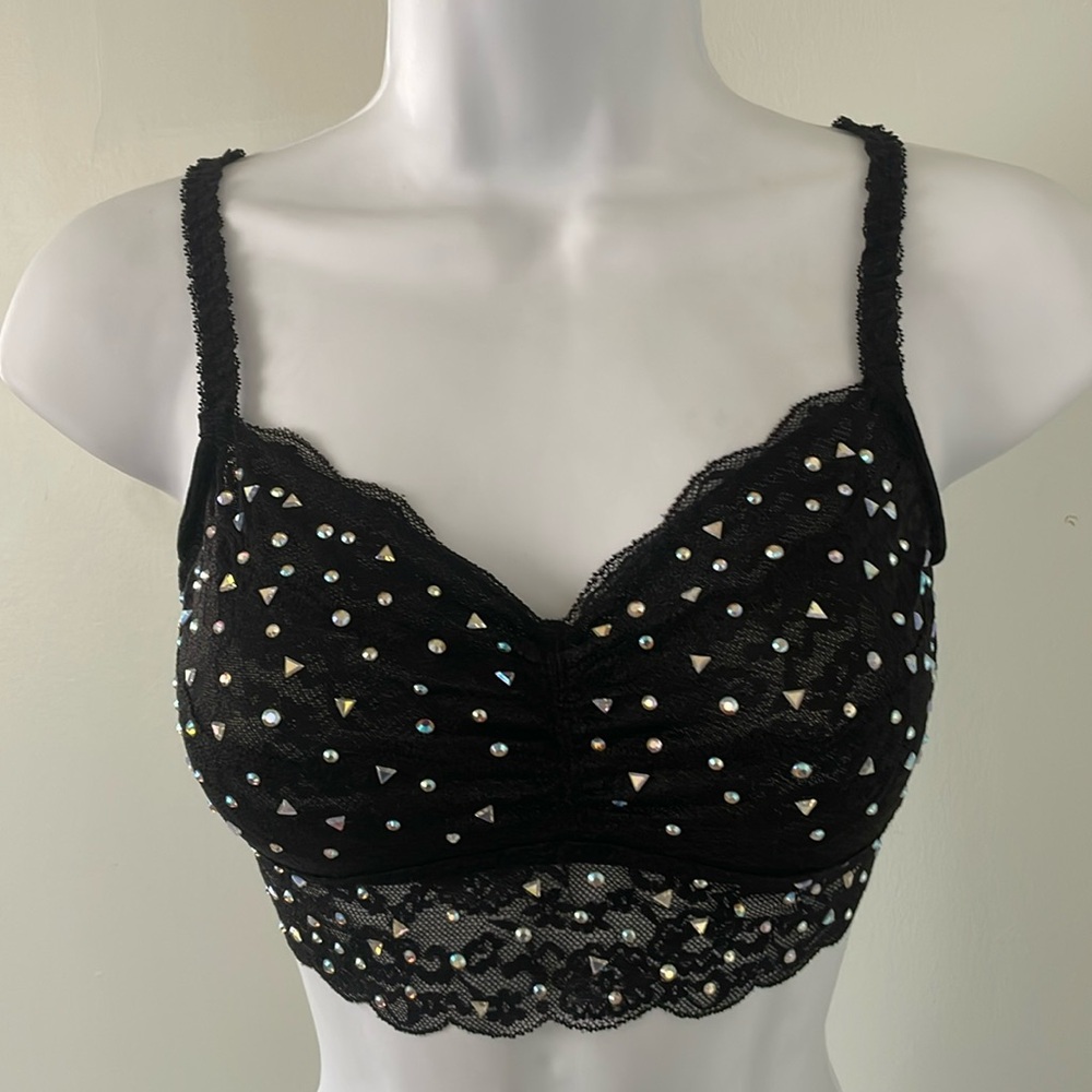 Black Studded Sequin Bralette